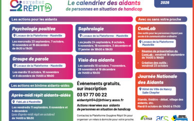 📅 Calendrier du 4ᵉ trimestre 2026 de la Plateforme Oxygène Répit 54